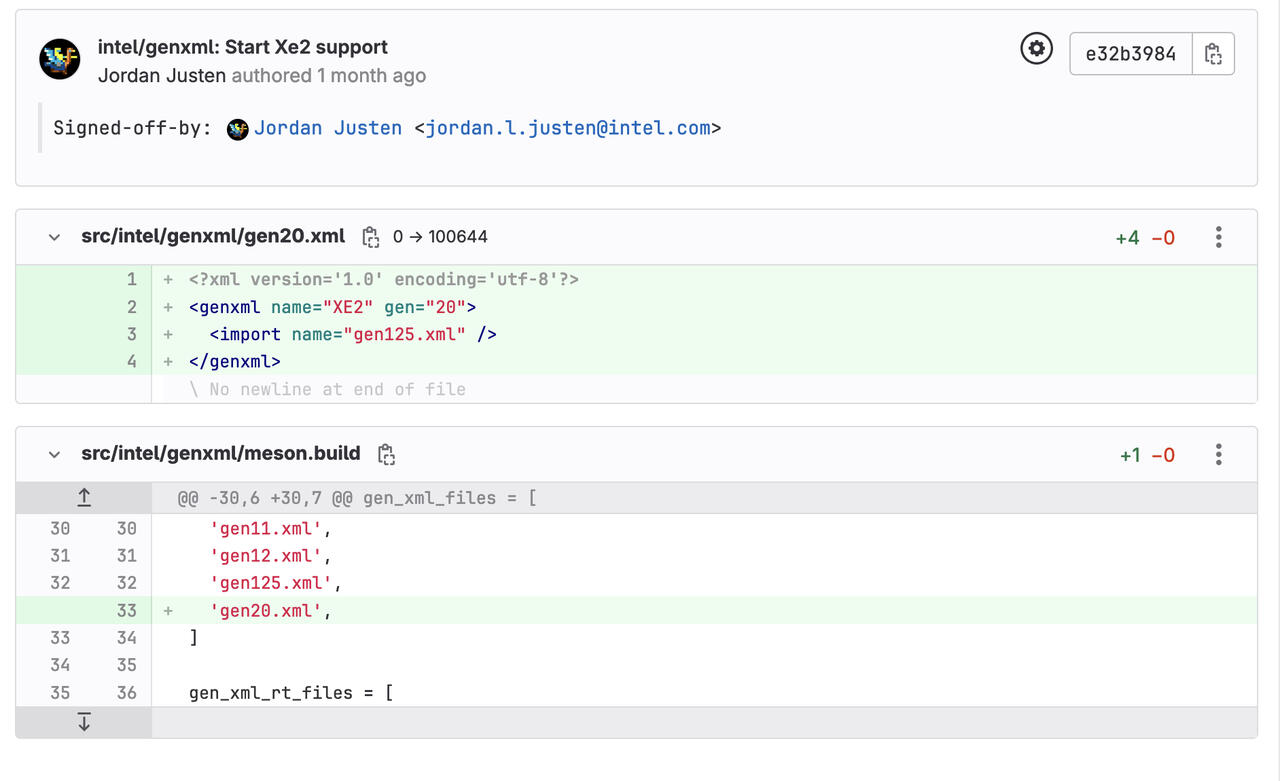 Intel Xe2 "Battlemage" Grafikkarten in Linux-Mesa-Treiber entdeckt  Bild © Github, Intel